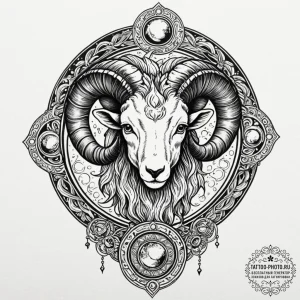 Tattoo sketch an aries ram with mars' glyph e... - эскиз тату (№1752987369_0, 20.07.2025 04:56) — tattoo-photo.ru
