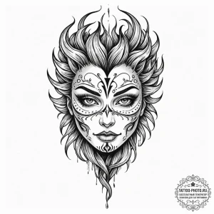 Tattoo sketch: a dark, smoky depiction of the... - эскиз тату (№1752989646_0, 20.07.2025 05:34) — tattoo-photo.ru