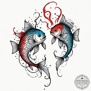 Tattoo design pisces fish, one made of glass,... - эскиз тату (№1752990155_0, 20.07.2025 05:42) — tattoo-photo.ru