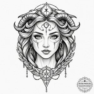 Tattoo sketch a neo-traditional portrait of a... - эскиз тату (№1752990489_0, 20.07.2025 05:48) — tattoo-photo.ru