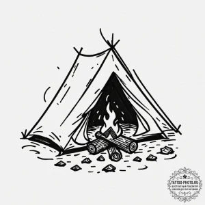 Tattoo sketch a stylized campfire on one, a t... - эскиз тату (№1752991084_0, 20.07.2025 05:58) — tattoo-photo.ru