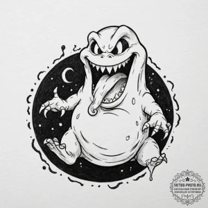 A sketch of slimer the ghost,, concept art fo... - эскиз тату (№1752991167_0, 20.07.2025 05:59) — tattoo-photo.ru