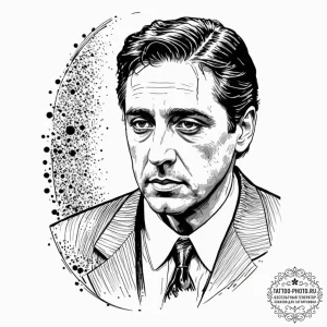 A trash polka composition of michael corleone... - эскиз тату (№1752991338_0, 20.07.2025 06:02) — tattoo-photo.ru
