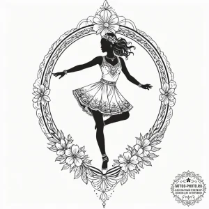 Tattoo design: a silhouette of lada dancing g... - эскиз тату (№1752992181_0, 20.07.2025 06:16) — tattoo-photo.ru