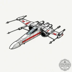 26. neo-traditional tattoo of an x-wing fight... - эскиз тату (№1752992351_0, 20.07.2025 06:19) — tattoo-photo.ru