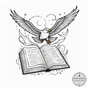 Tattoo design a book whose pages turn into bi... - эскиз тату (№1752993029_0, 20.07.2025 06:30) — tattoo-photo.ru