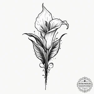 Tattoo sketch a single, elegant calla lily, s... - эскиз тату (№1752993788_0, 20.07.2025 06:43) — tattoo-photo.ru
