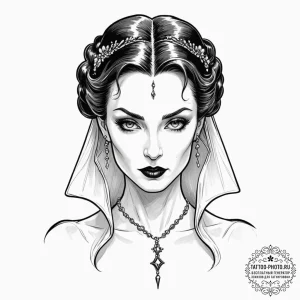 A neo-traditional tattoo of a beautiful vampi... - эскиз тату (№1752994294_0, 20.07.2025 06:51) — tattoo-photo.ru