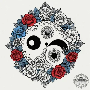 A dotwork design of the yin-yang symbol made... - эскиз тату (№1752994378_0, 20.07.2025 06:52) — tattoo-photo.ru