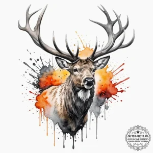 Elk, artistic tattoo sketch, on a clean white... - эскиз тату (№1752994801_0, 20.07.2025 07:00) — tattoo-photo.ru