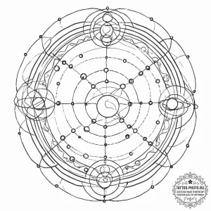 Tattoo design a simple planet outline with ti... - эскиз тату (№1752994970_0, 20.07.2025 07:02) — tattoo-photo.ru
