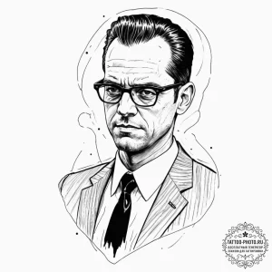 A graphic novel style portrait of agent smith... - эскиз тату (№1752995310_0, 20.07.2025 07:08) — tattoo-photo.ru