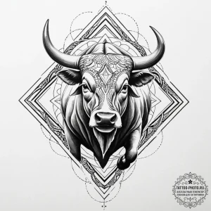 Tattoo sketch a powerful bull, snorting and p... - эскиз тату (№1752996073_0, 20.07.2025 07:21) — tattoo-photo.ru