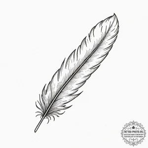 Tattoo sketch a delicate feather, gently floa... - эскиз тату (№1752996237_0, 20.07.2025 07:23) — tattoo-photo.ru