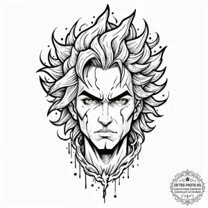 A powerful tattoo design of perun's face merg... - эскиз тату (№1752997129_0, 20.07.2025 07:38) — tattoo-photo.ru