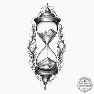 Tattoo design a stylized hourglass with sand... - эскиз тату (№1752998902_0, 20.07.2025 08:08) — tattoo-photo.ru