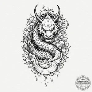 A linework tattoo of a white russian cocktail... - эскиз тату (№1752999413_0, 20.07.2025 08:16) — tattoo-photo.ru