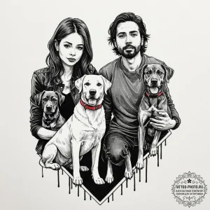 A sketch of the main characters from amores p... - эскиз тату (№1752999581_0, 20.07.2025 08:19) — tattoo-photo.ru