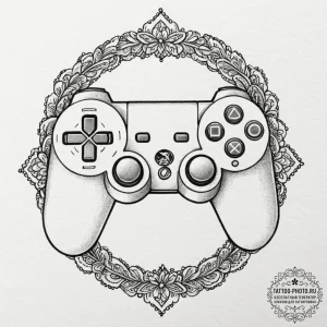Tattoo design a simple controller button dotw... - эскиз тату (№1753000255_0, 20.07.2025 08:30) — tattoo-photo.ru