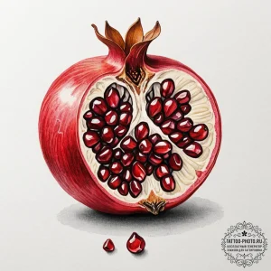 A close-up of a pomegranate's jewel-like seed... - эскиз тату (№1753000425_0, 20.07.2025 08:33) — tattoo-photo.ru