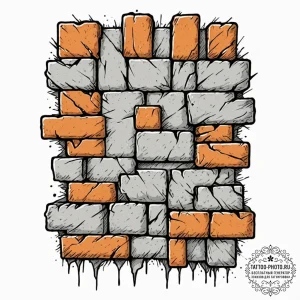 Tattoo sketch a brick wall with cracks, but s... - эскиз тату (№1753000508_0, 20.07.2025 08:35) — tattoo-photo.ru