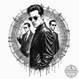 матрица (the matrix) - 20 промптов, tattoo fl... - эскиз тату (№1753000847_0, 20.07.2025 08:40) — tattoo-photo.ru