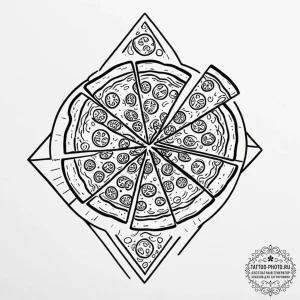 Tattoo design a 'pizza slice' on one, a 'pizz... - эскиз тату (№1753001694_0, 20.07.2025 08:54) — tattoo-photo.ru