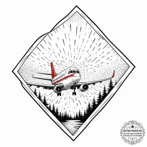 The view through a rain-streaked airplane win... - эскиз тату (№1753003044_0, 20.07.2025 09:17) — tattoo-photo.ru