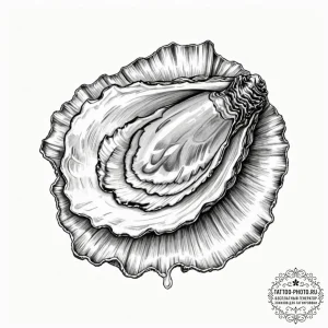 A hyperrealistic shot of a fresh oyster on a... - эскиз тату (№1753003130_0, 20.07.2025 09:18) — tattoo-photo.ru