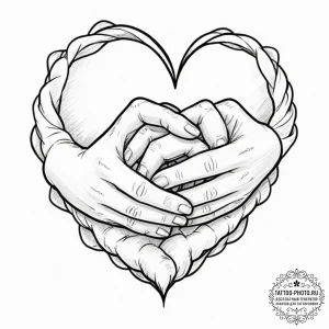 Tattoo sketch two hands forming a heart shape... - эскиз тату (№1753004899_0, 20.07.2025 09:48) — tattoo-photo.ru