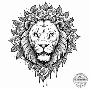 Tattoo sketch a leo lion's face made of molte... - эскиз тату (№1753005142_0, 20.07.2025 09:52) — tattoo-photo.ru