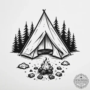 Tattoo sketch a stylized campfire on one, a t... - эскиз тату (№1753006137_0, 20.07.2025 10:08) — tattoo-photo.ru