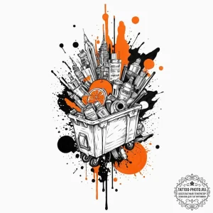 Orange, ink illustration for tattoo, on a cle... - эскиз тату (№1753007913_0, 20.07.2025 10:38) — tattoo-photo.ru