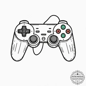 Tattoo sketch a classic game controller split... - эскиз тату (№1753008503_0, 20.07.2025 10:48) — tattoo-photo.ru