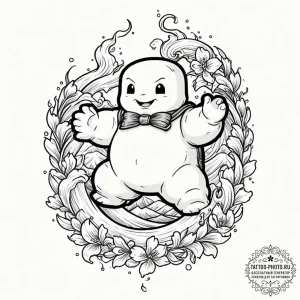 A neo-traditional tattoo of the stay puft mar... - эскиз тату (№1753008672_0, 20.07.2025 10:51) — tattoo-photo.ru