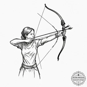 A person practicing archery, aiming at a targ... - эскиз тату (№1753009011_0, 20.07.2025 10:56) — tattoo-photo.ru