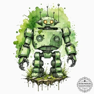 A linework tattoo of the laputa robot from ca... - эскиз тату (№1753010788_0, 20.07.2025 11:26) — tattoo-photo.ru