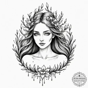 A dark watercolor tattoo of marzanna (morana)... - эскиз тату (№1753011126_0, 20.07.2025 11:32) — tattoo-photo.ru
