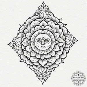 Tattoo design: a geometric mandala incorporat... - эскиз тату (№1753012141_0, 20.07.2025 11:49) — tattoo-photo.ru