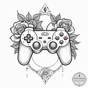 Tattoo sketch a gamepad d-pad with directions... - эскиз тату (№1753012227_0, 20.07.2025 11:50) — tattoo-photo.ru