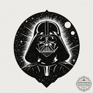 Linework tattoo design of darth vader's silho... - эскиз тату (№1753012394_0, 20.07.2025 11:53) — tattoo-photo.ru