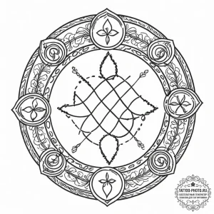 75. tattoo sketch: "raduga" rune surrounded b... - эскиз тату (№1753012563_0, 20.07.2025 11:56) — tattoo-photo.ru