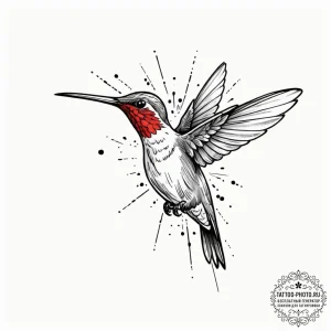 Tattoo design a subtle hummingbird, its wings... - эскиз тату (№1753022321_0, 20.07.2025 14:38) — tattoo-photo.ru