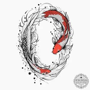 Koi, tattoo sketch design, on a clean white p... - эскиз тату (№1753022403_0, 20.07.2025 14:40) — tattoo-photo.ru