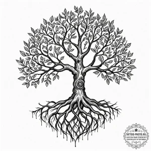 Tattoo sketch a stylized "tree of life" with... - эскиз тату (№1753022569_0, 20.07.2025 14:42) — tattoo-photo.ru