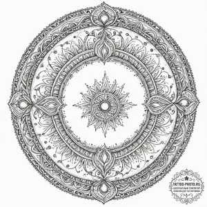 Tattoo sketch a glowing arcane circle with co... - эскиз тату (№1753023069_0, 20.07.2025 14:51) — tattoo-photo.ru
