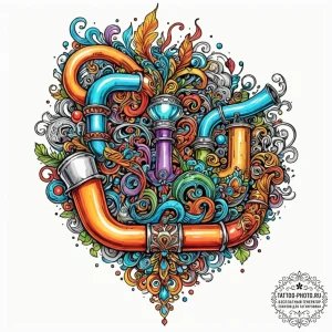 Tattoo sketch a weighty, ornate pipe, for con... - эскиз тату (№1753023317_0, 20.07.2025 14:55) — tattoo-photo.ru