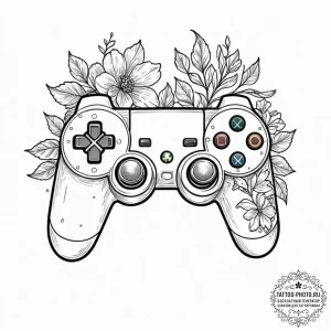 Tattoo sketch a game controller with a delica... - эскиз тату (№1753023400_0, 20.07.2025 14:56) — tattoo-photo.ru