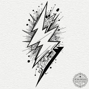 Tattoo sketch a lightning bolt striking a sol... - эскиз тату (№1753023482_0, 20.07.2025 14:58) — tattoo-photo.ru
