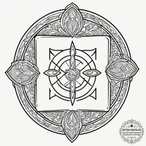 A linework tattoo of a grimoire (spellbook) w... - эскиз тату (№1753023813_0, 20.07.2025 15:03) — tattoo-photo.ru